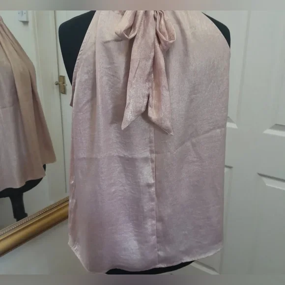 Pink shimmer sleevless tie top Size 16 - Picture 3 of 5